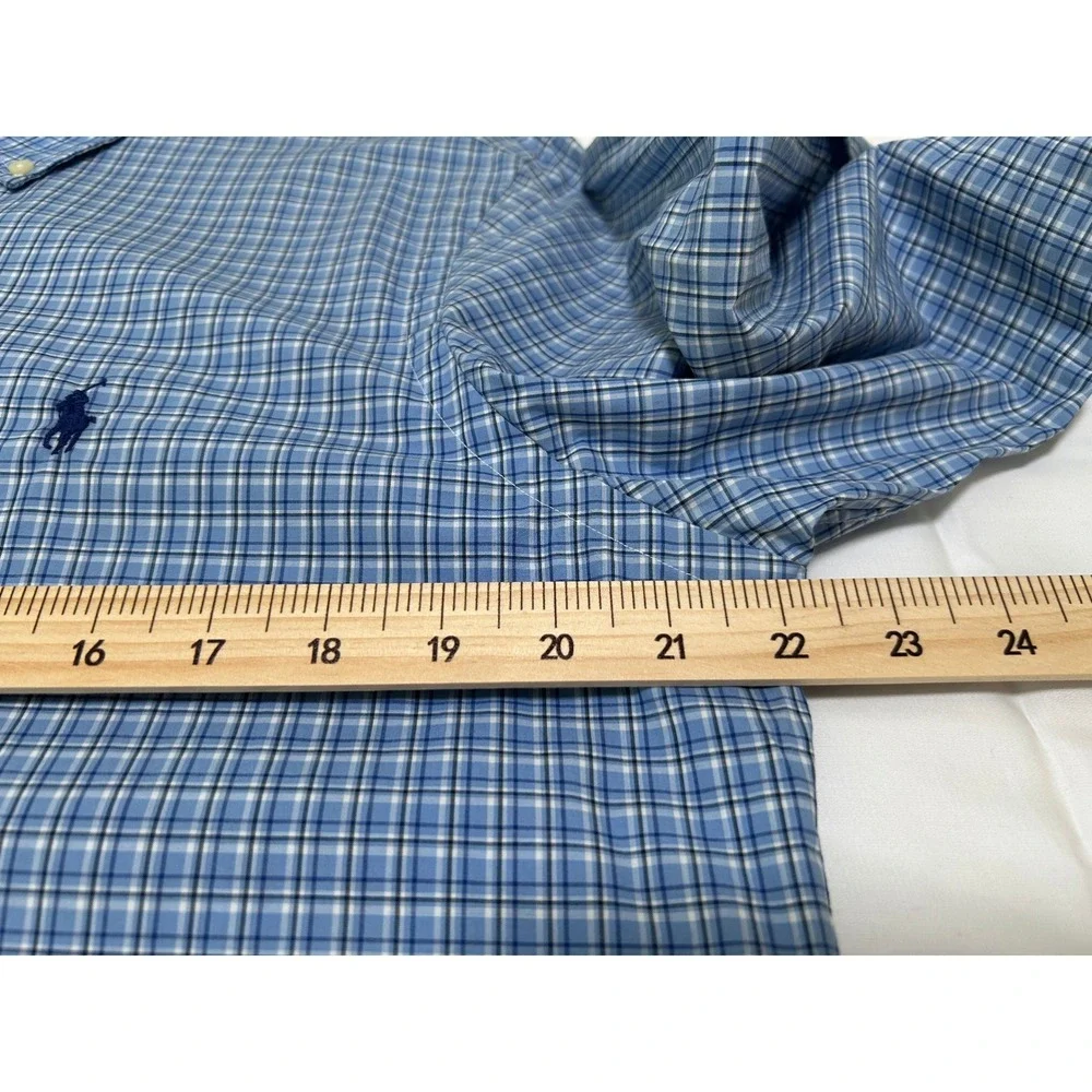 Polo Ralph Lauren Mens Blue Plaid Button Down Shirt M Long Sleeve Cotton NWT